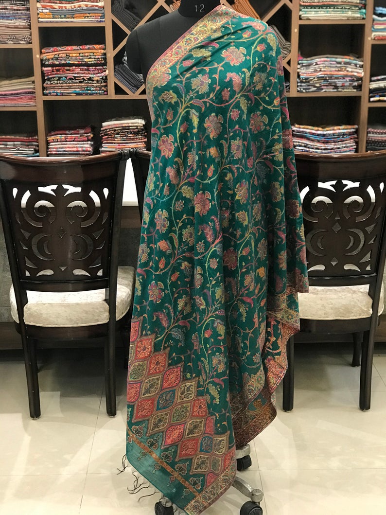 Modal Silk Green Kani Dupatta Modal Silk Green Kani Dupatta
