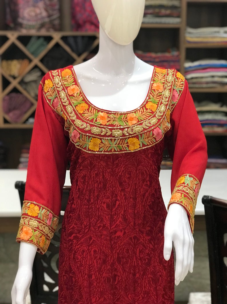 Jaal Aari with Hand Dabka Work Salwar Suit Close up