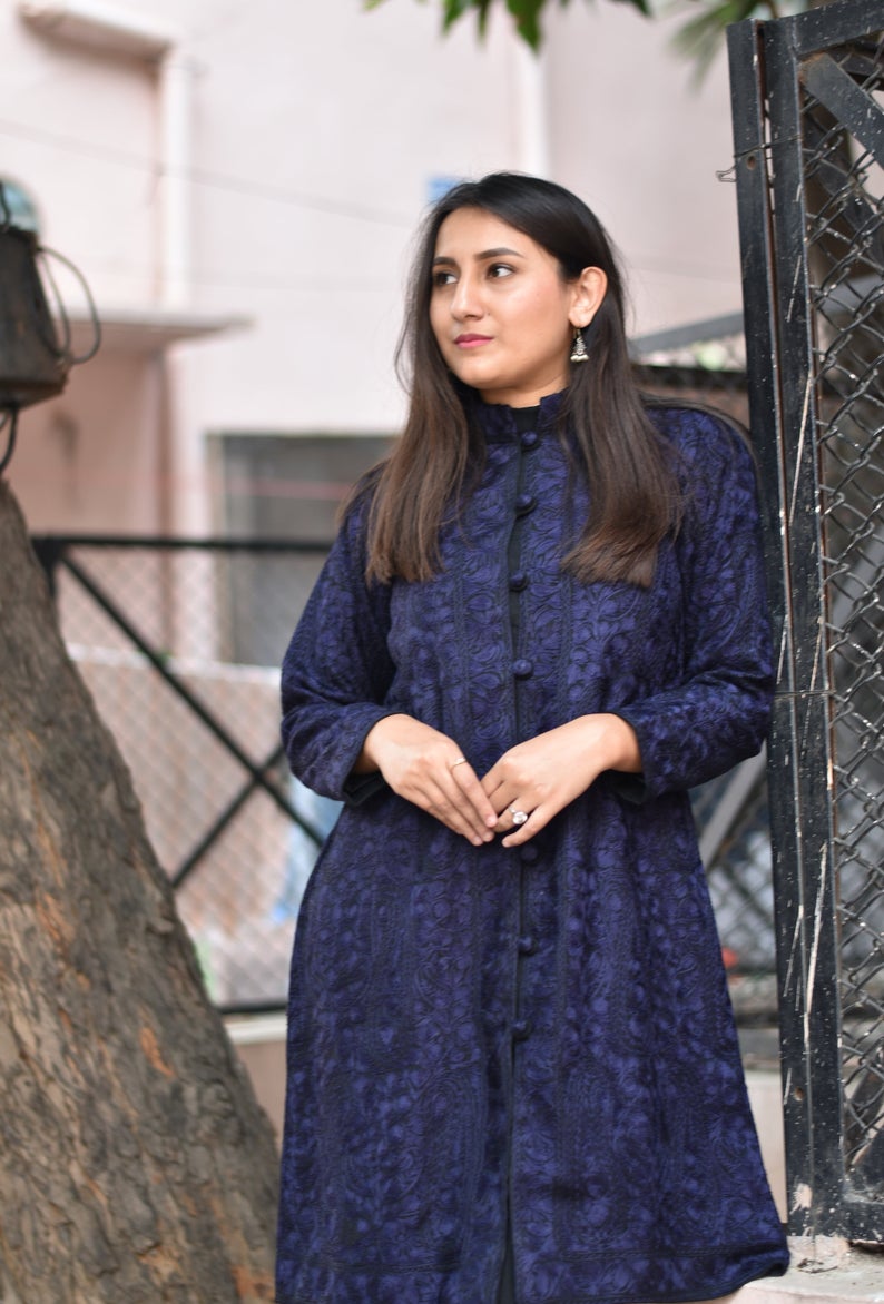 Paisley Jamawar Embroidered Women Coat front