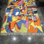 Hand Chain Stitched Modern Art Silk Rug