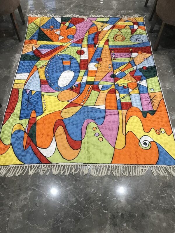 Hand Chain Stitched Modern Art Silk Rug
