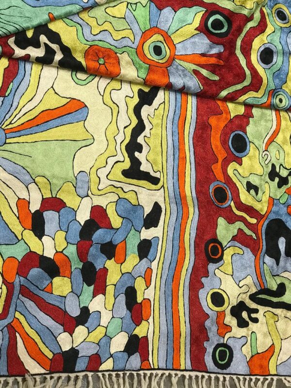 Modern Art Hand Chain Stitched Silk Rug