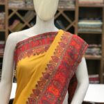Yellow Modal Silk Border Kani Weave Saree close up