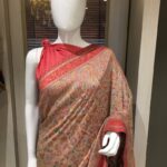 Beige Modal Silk Floral Paisley Jaal Kani Weave Saree image 2