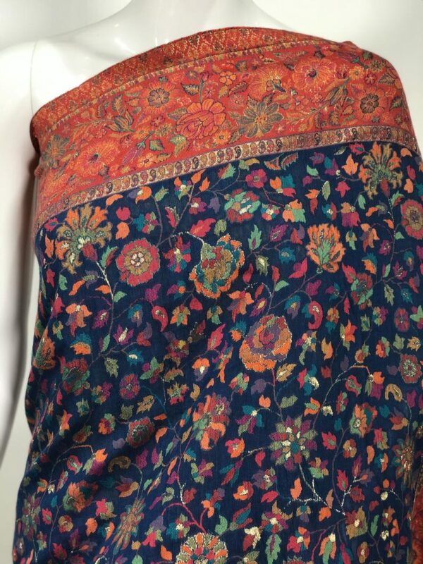 Blue Modal Silk Floral Jaal Kani Weave Saree