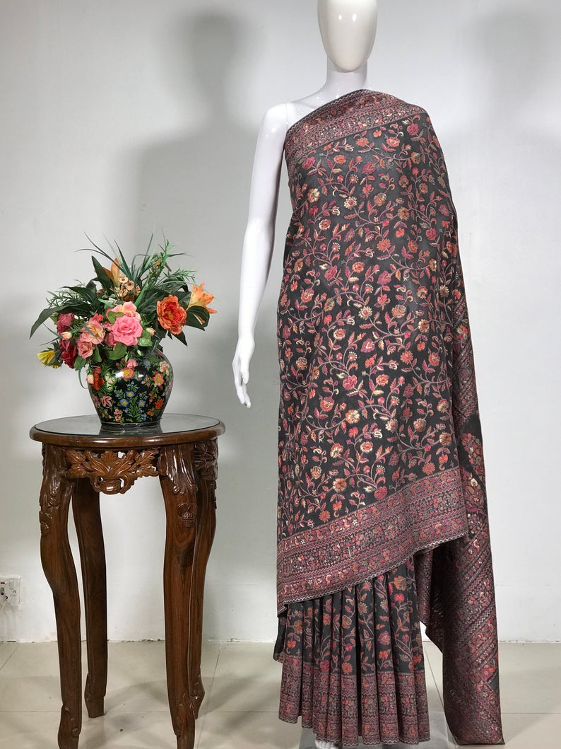 Ash Black Silk Modal Kani Weave Sari Ash Black Silk Modal Kani Weave Sari