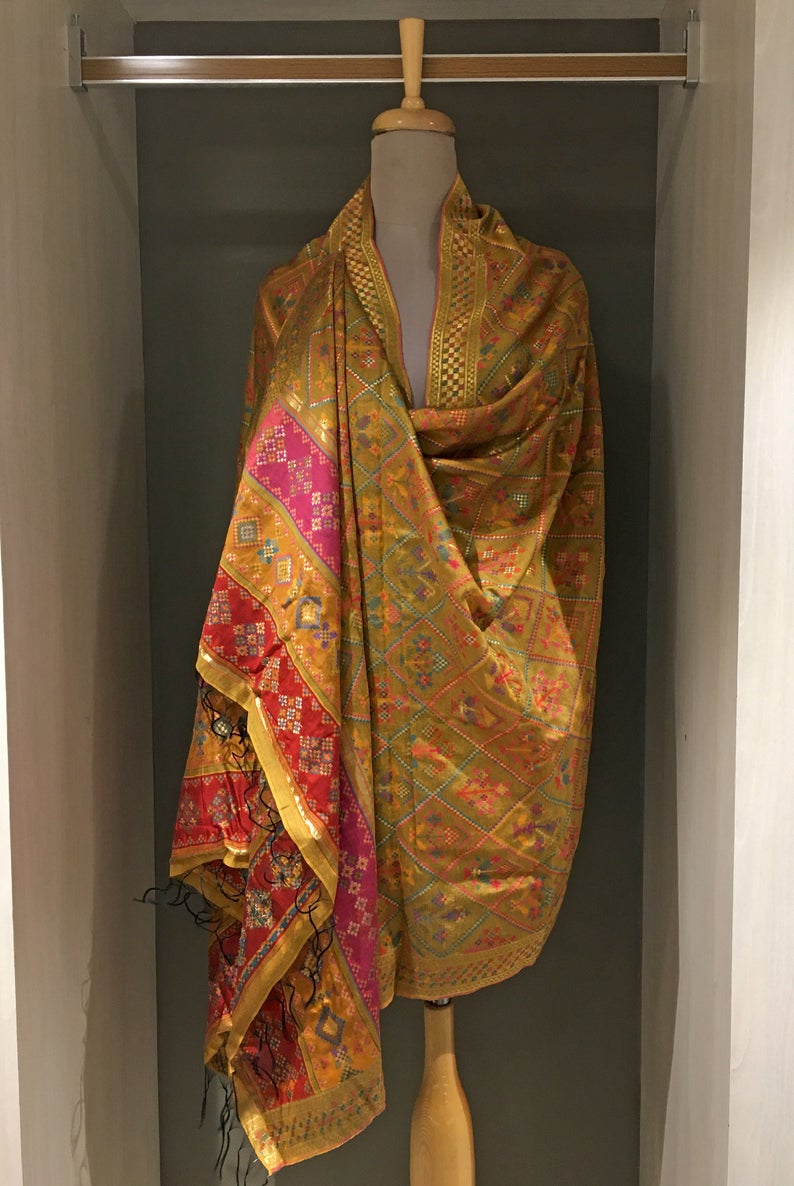Silk Modal Mustard Yellow Kani Dupatta Silk Modal Mustard Yellow Kani Dupatta