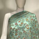 Light Blue Silk Modal Kani Weave Sari close up