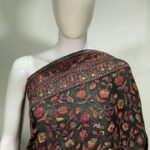 Ash Black Silk Modal Kani Weave Sari close up