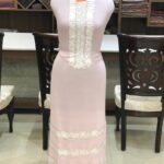 Gota and Aari Fusion Embroidery Pink Women Kurta