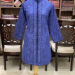 Royal Blue Paisley Jamawar Embroidered Women Coat