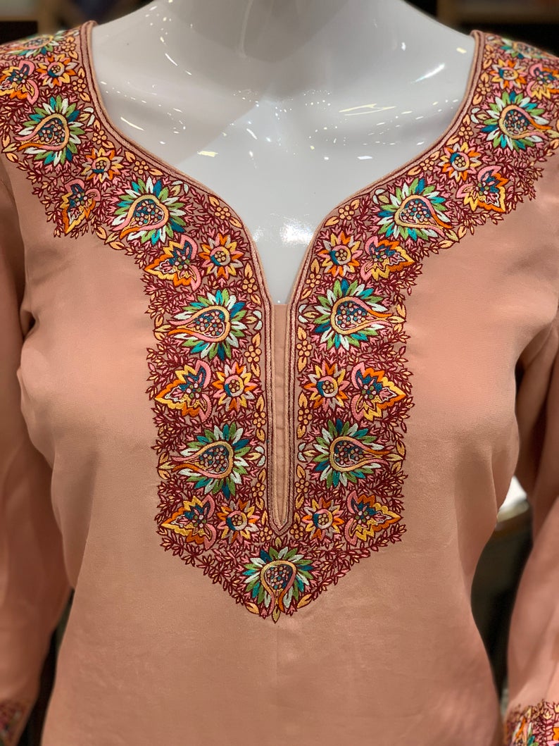 Peach Salwar Suit with Hand Thread Embroidery 2 Peach Salwar Suit with Hand Thread Embroidery 2