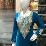 Kashmiri Turquoise Velvet Kurta with Zari Embroidery 2