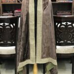 Brown Silk Velvet Shawl with 4 Side Tilla Chaputri Border