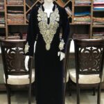 Navy Blue Velvet Kurta with Zari Embroidery
