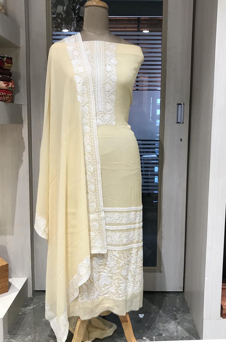 Croatia Lace Fused with Thread Embroidery Salwar Suit
