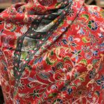 Red Fine Wool Outlined Kalamkari Stole main