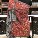 Red Fine Wool Outlined Kalamkari Stole 2