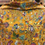 Mustard Fine Wool Outlined Kalamkari Stole Wrap 2