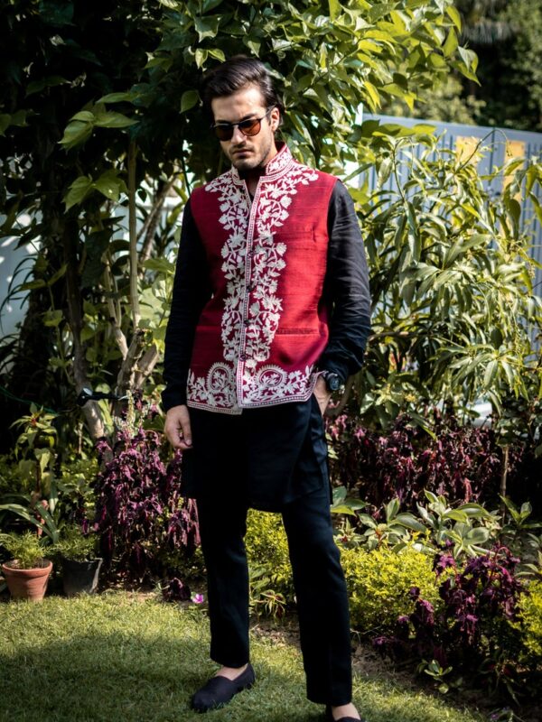 Nehru Jacket with Kashmiri Tilla Embroidery wide