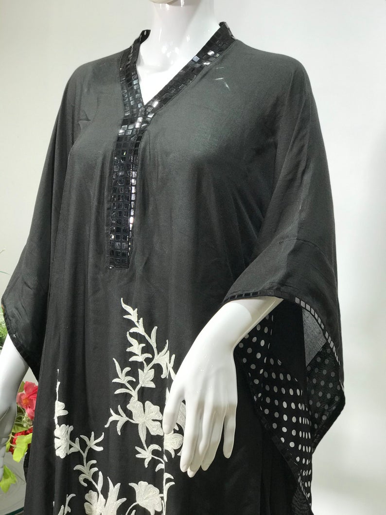 Limited Edition Black Kaftan with Kashmiri Aari Embroidery 2 Limited Edition Black Kaftan with Kashmiri Aari Embroidery 2