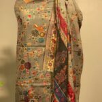 Light Grey Silk Kani Weave Dupatta close up