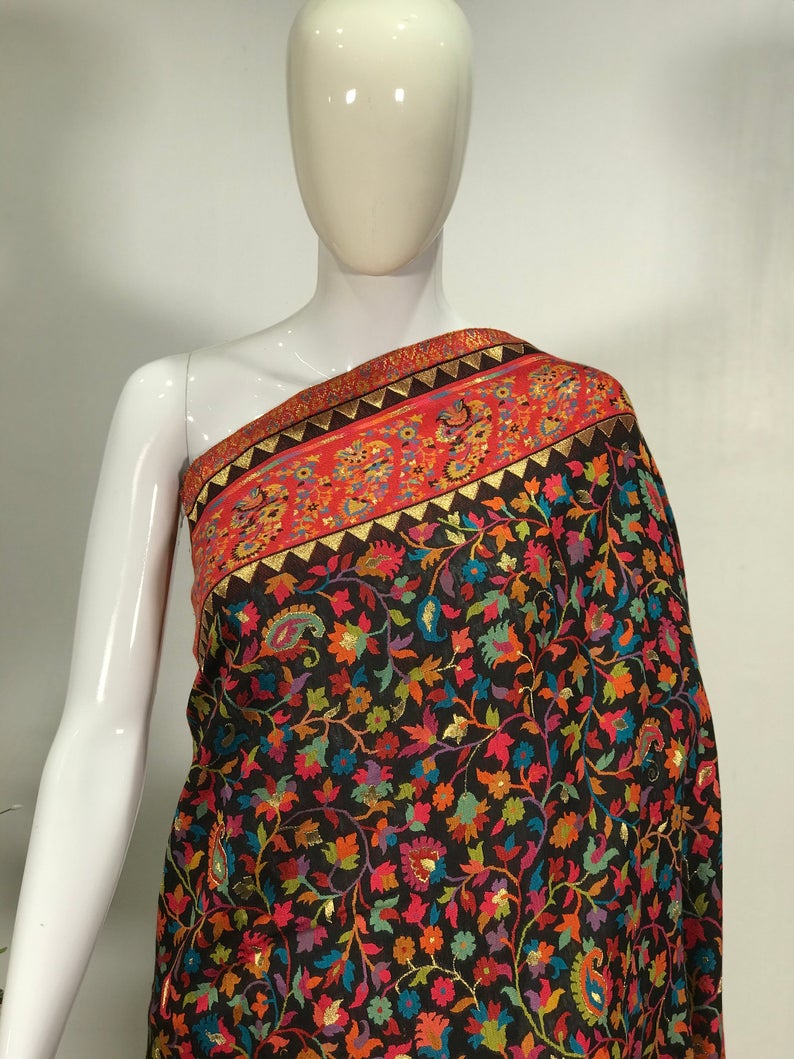 Black Modal Silk Paisley Jaal Kani Weave Sari 2 Black Modal Silk Paisley Jaal Kani Weave Sari 2