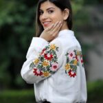 White Cotton Top with Multi Colour Thread Embroidery side