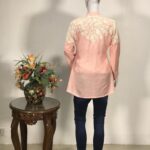 Pink Cotton Shirt with Cream Floral Thread Embroidery back