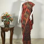 Dual Tone Modal Silk Jaal Kani Weave Sari: Red & Ash Black