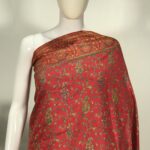 Dual Tone Modal Silk Jaal Kani Weave Sari: Red & Blue close up