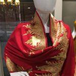 Pure Pashmina Stole with Golden Tilla Hand Embroidery close up