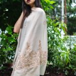 Pure Pashmina Stole with Hand Zardozi Thread, Pearl and Cut Daana Work