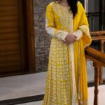 Yellow Dress with All-Over White Kashmiri Embroidery lobby view