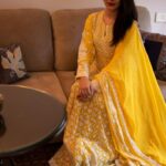 Yellow Dress with All-Over White Kashmiri Embroidery