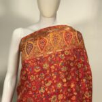 Red Modal Silk Kani Weave Saree close up