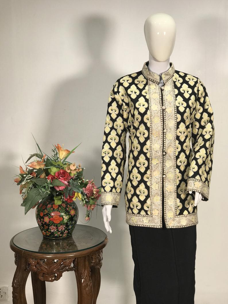 Black Embroidered Woollen Jacket Black Embroidered Woollen Jacket