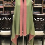 Solid Plain Pure Pashmina Reversible Shawl: Green and Pink