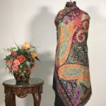 Black Papier Mache Paisley Jama Pure Pashmina Shawl wrap around