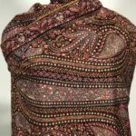 Black Papier Mache Intricate Jamawar Pure Pashmina Shawl close up
