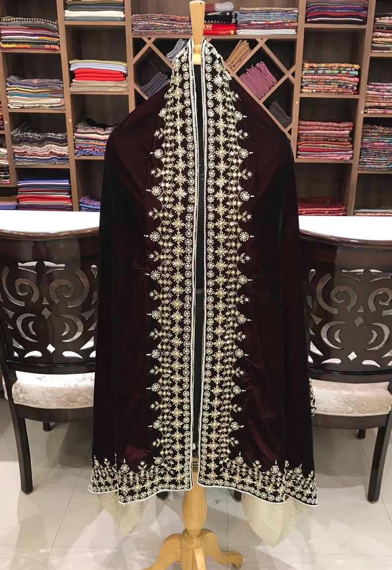 Wine Velvet Orni with Cut-Dana and Pearl Hand Work Front (Dummy) Wine Velvet Orni with Cut-Dana and Pearl Hand Work Front (Dummy)