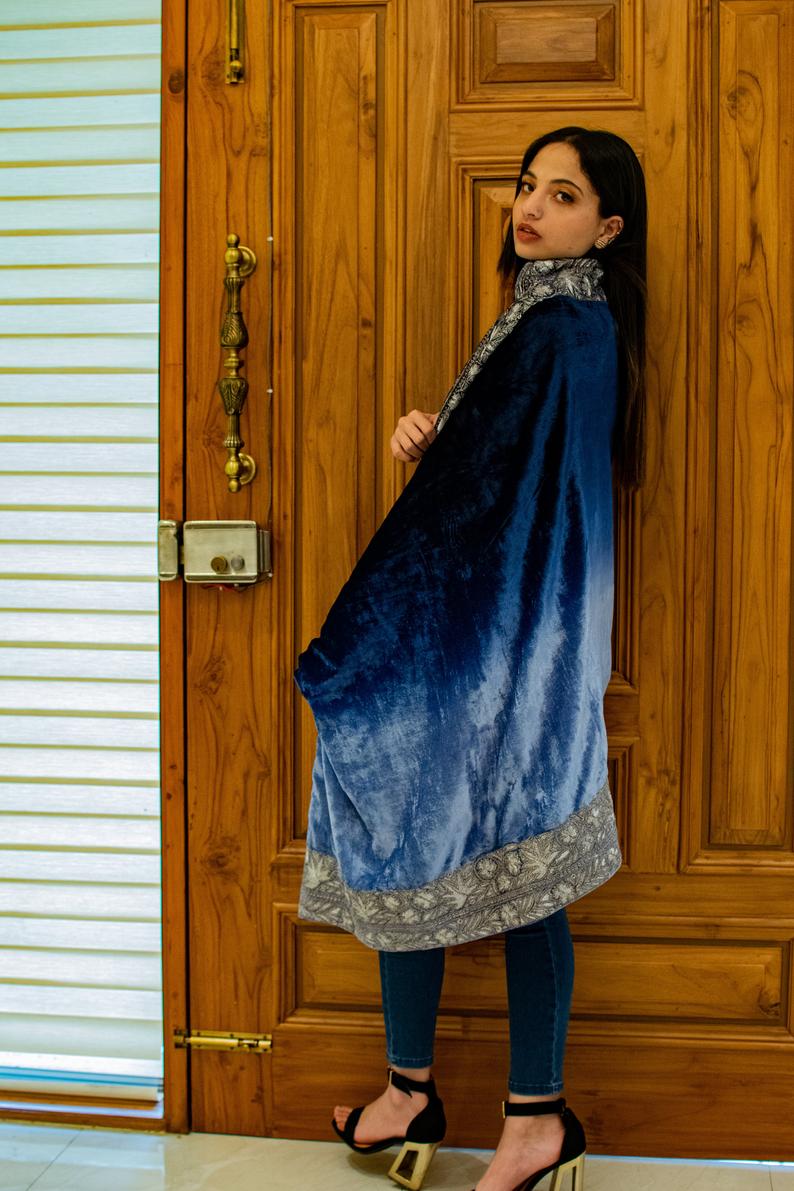 il_794xN.25Ombre Blue Silk Velvet Orni with Puff Tilla Work flat view side view92994759_dtny Ombre Blue Silk Velvet Orni with Puff Tilla Work flat view side view
