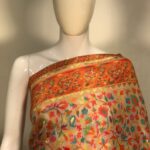 Faun Modal Silk Floral Jaal Kani Weave Saree close up