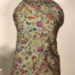 Pista Green Fine Wool Outlined Kalamkari Stole close up