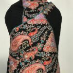 Hand Needle Work Paisley Embroidered Pure Pashmina Shawl: Black close up