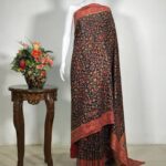 Black Modal Silk Kani Weave Saree: Bari Ambi Design