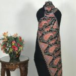Hand Needle Work Paisley Embroidered Pure Pashmina Shawl: Black