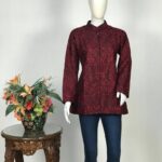 Black Kashmiri Jamawar Jacket with Maroon Embroidery, Embroidered Jackets