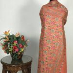 Living Coral Hand Papier Mache Jamawar Pure Pashmina Shawl