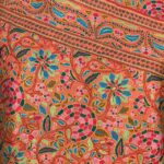 Living Coral Hand Papier Mache Jamawar Pure Pashmina Shawl close up